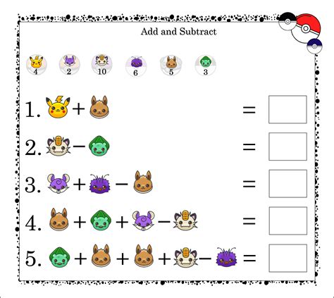 pokemon math worksheets